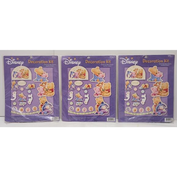 Vintage Disney Hallmark Winnie The Pooh Baby Shower Decoration Kits (3) - Picture 1 of 9